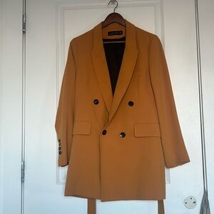 Zara mustard brown blazer with belt